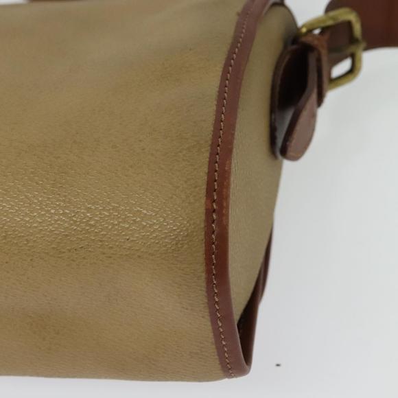 Burberrys Shoulder Bag PVC Canvas Beige Gold Auth bs28159